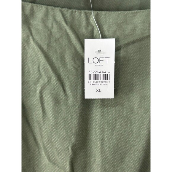 New Loft Army Green Size XL Boho Top Short Sleeve Babydoll Blouse Square Neck U4 - Picture 10 of 12